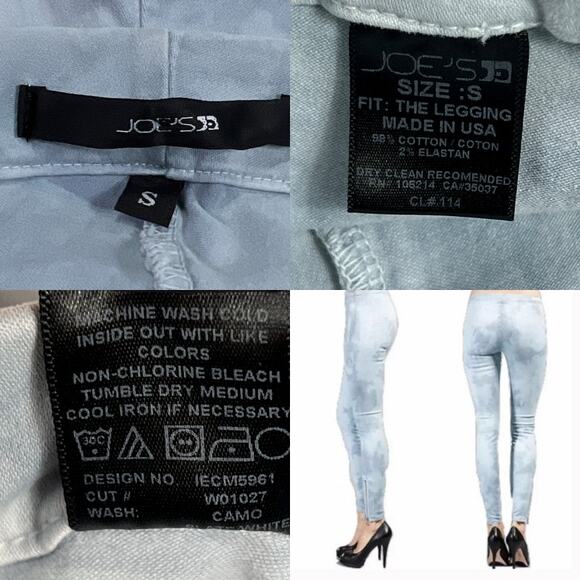 Joe's Jeans The Legging Ankle Zip Sz Small Slate Blue White Acid Wash or Tie Dye - Picture 8 of 10